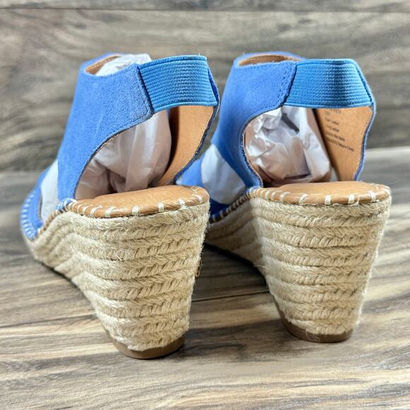 NIB Gentle Souls Cody 8M Blue Suede Slingback Espadrille Wedge Sandals - Picture 7 of 11